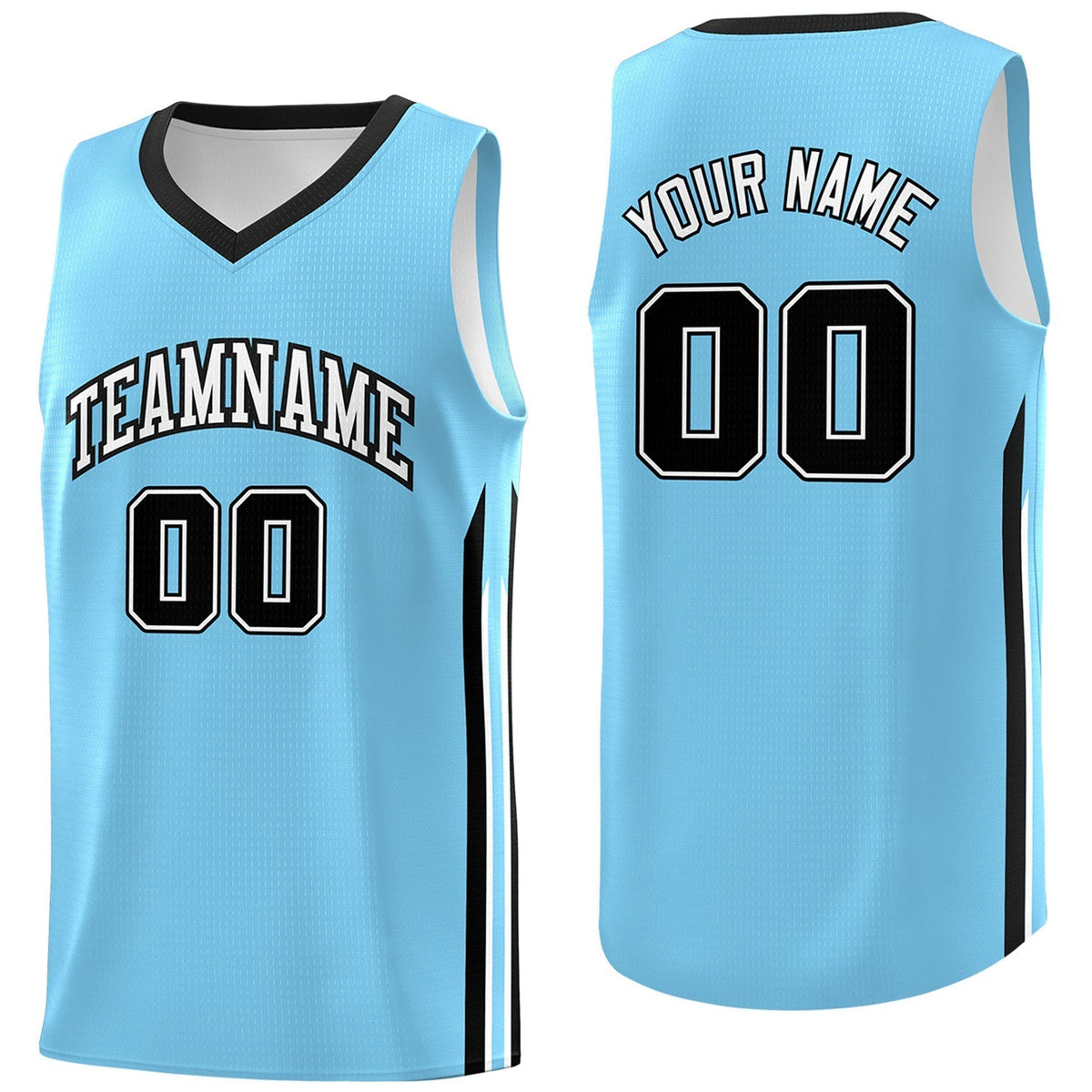 Custom Light Blue White-Black Classic Tops Fashion Basketball Jersey