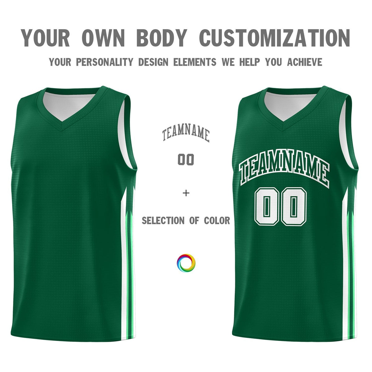 Custom Green White Classic Tops Sport Game Basketball Jersey