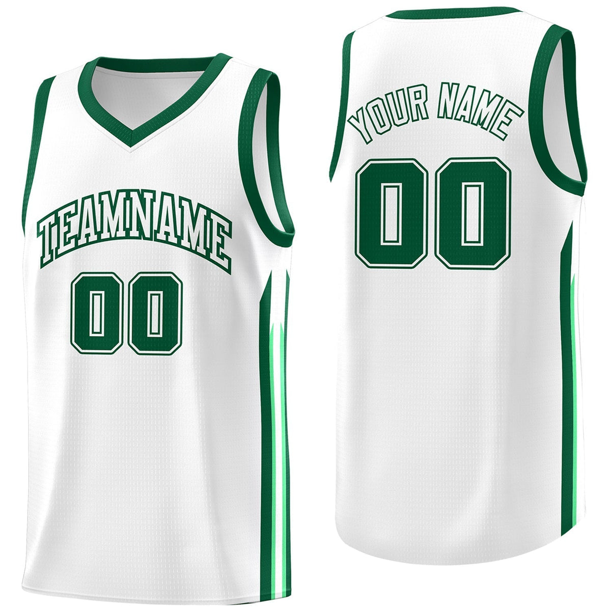 Custom White Green Classic Tops Fashion Sportwear Basketball Jersey