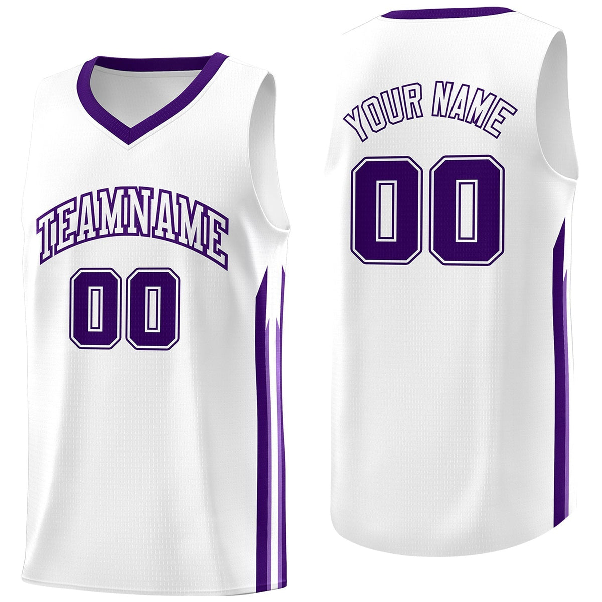 Custom White Purple Classic Tops Athletic Casual Basketball Jersey