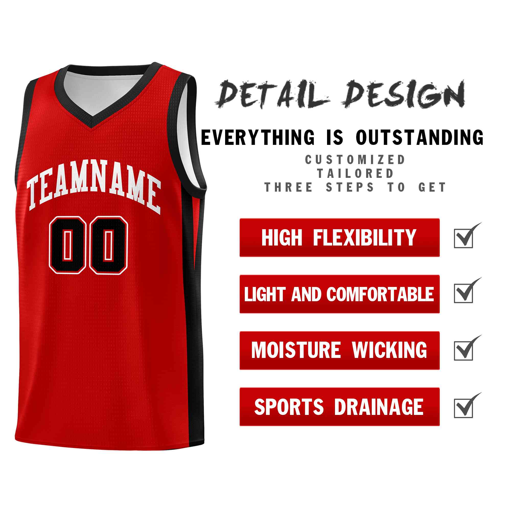 Custom Red Black Classic Tops Basketball Jersey