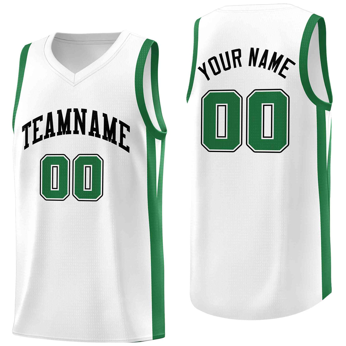Custom White Green Classic Tops Basketball Jersey