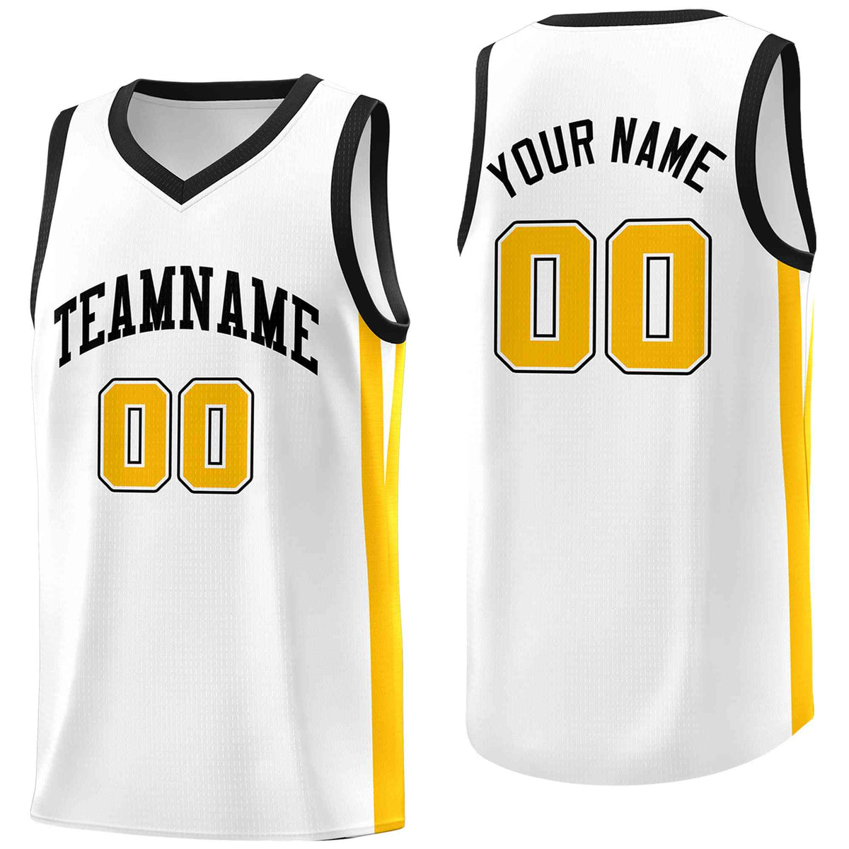 Custom White Yellow Classic Tops Basketball Jersey