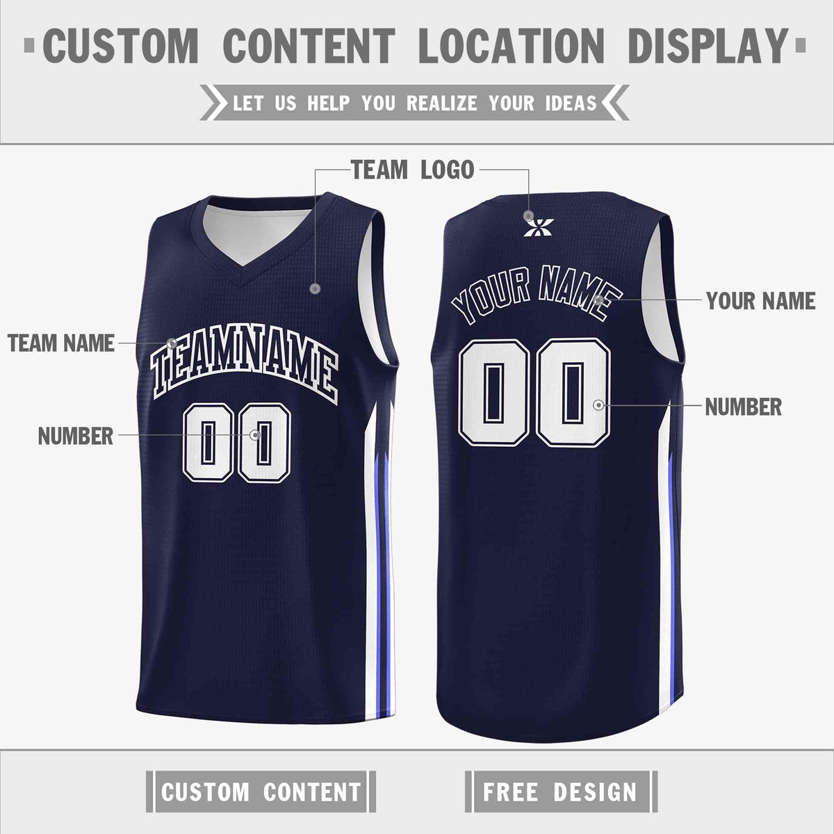 Custom Navy White-Classic Tops Mesh Sport Basketball Jersey
