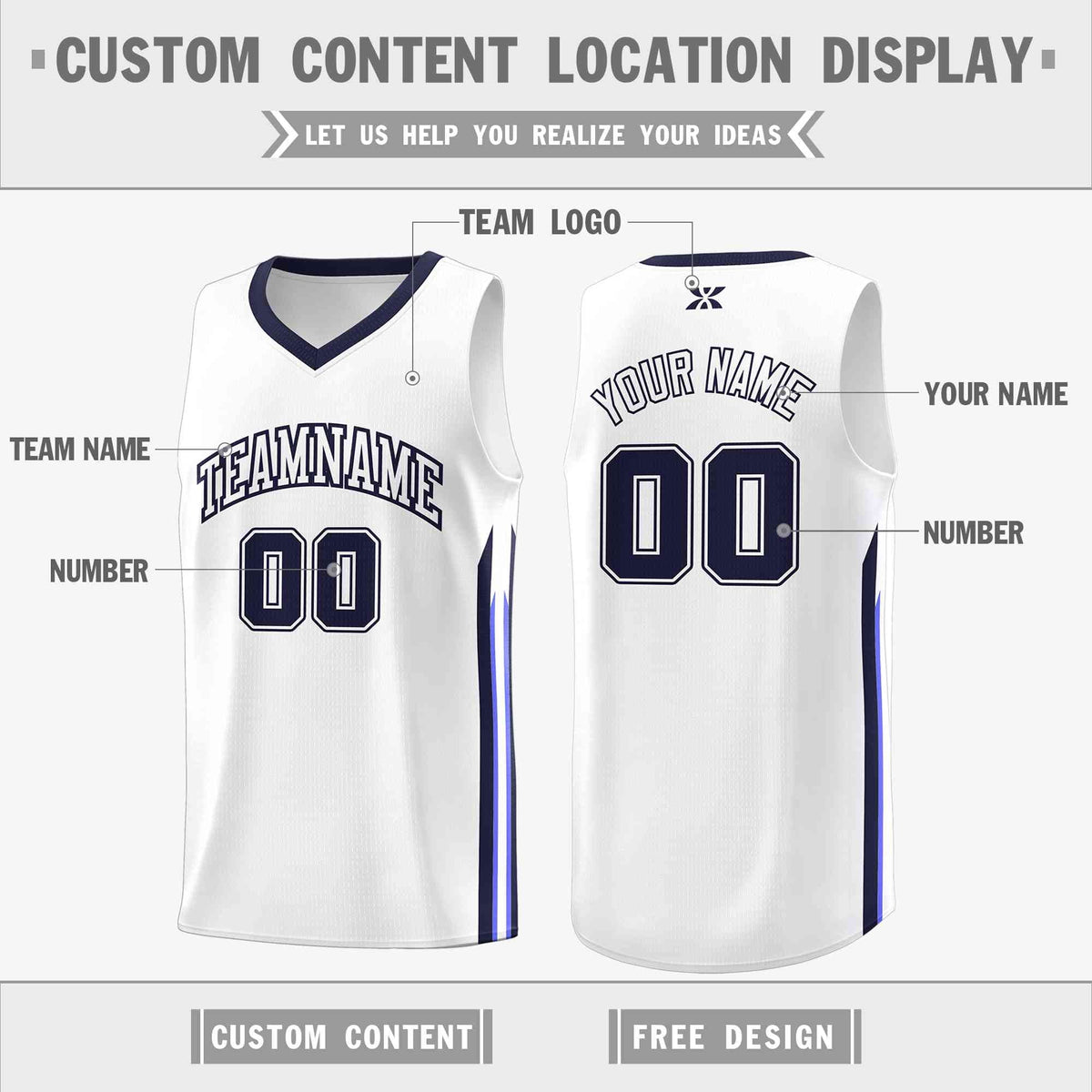 Custom White Navy-Classic Tops Mesh Sport Basketball Jersey