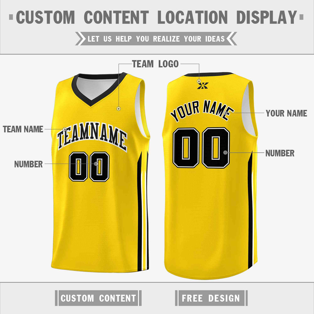 Custom Yellow Black-Classic Tops Mesh Sport Basketball Jersey