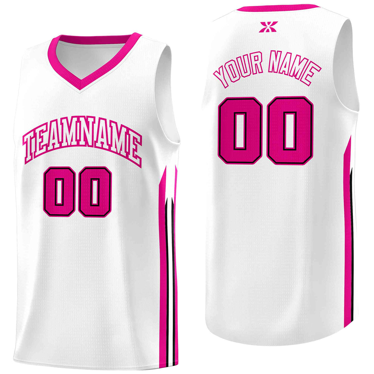 Custom White Pink-Classic Tops Mesh Sport Basketball Jersey