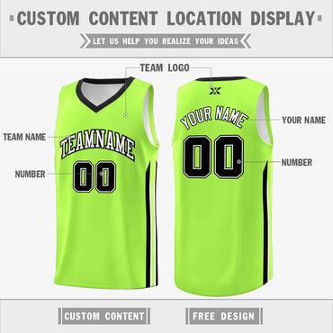 Custom Neon Green White-Classic Tops Mesh Sport Bull Basketball Jersey
