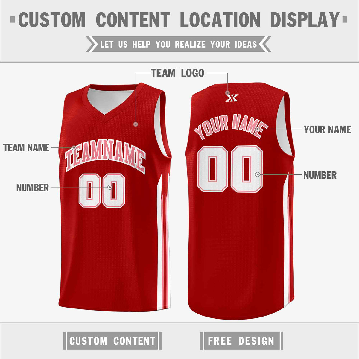 Custom Red Pink-Classic Tops Mesh Sport Basketball Jersey