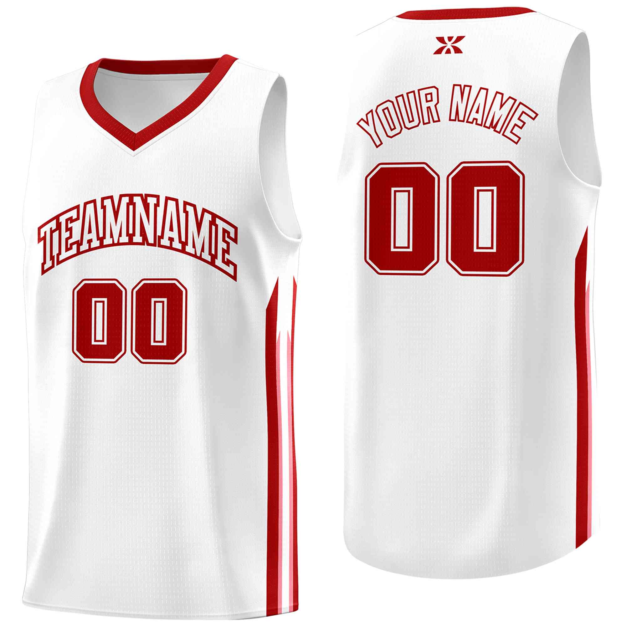 Custom White Red-Classic Tops Mesh Sport Basketball Jersey