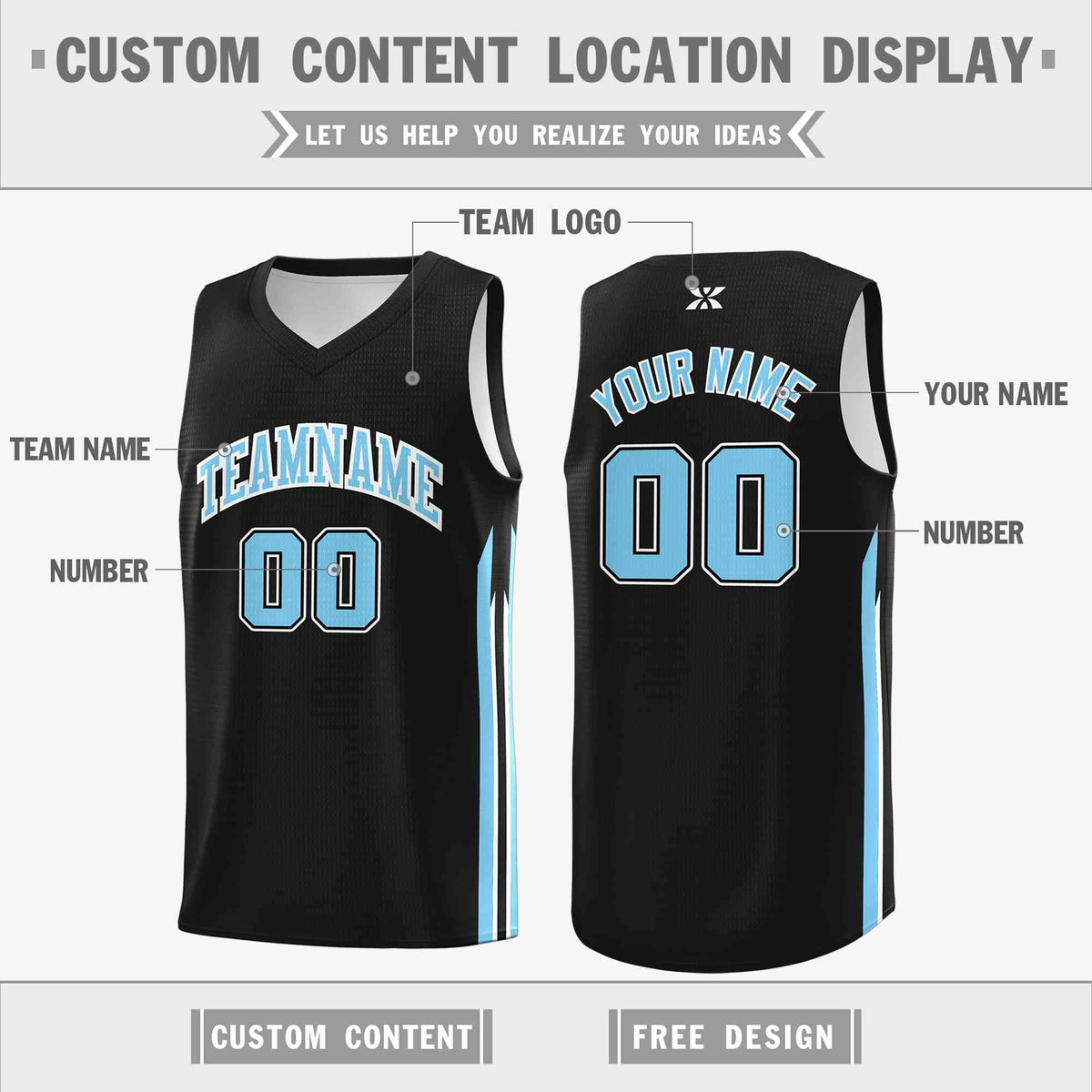 Custom Black Light Blue-Classic Tops Mesh Sport Basketball Jersey