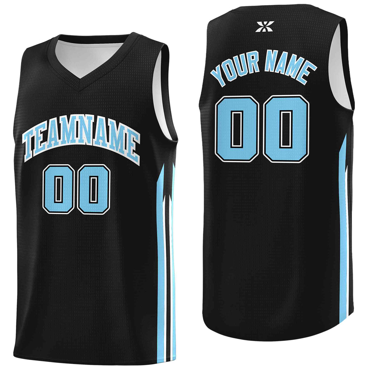Custom Black Light Blue-Classic Tops Mesh Sport Basketball Jersey