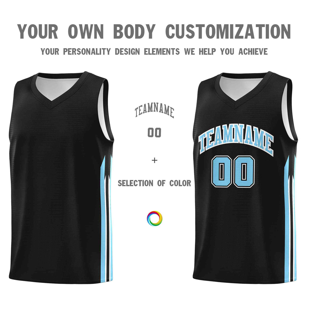 Custom Black Light Blue-Classic Tops Mesh Sport Basketball Jersey