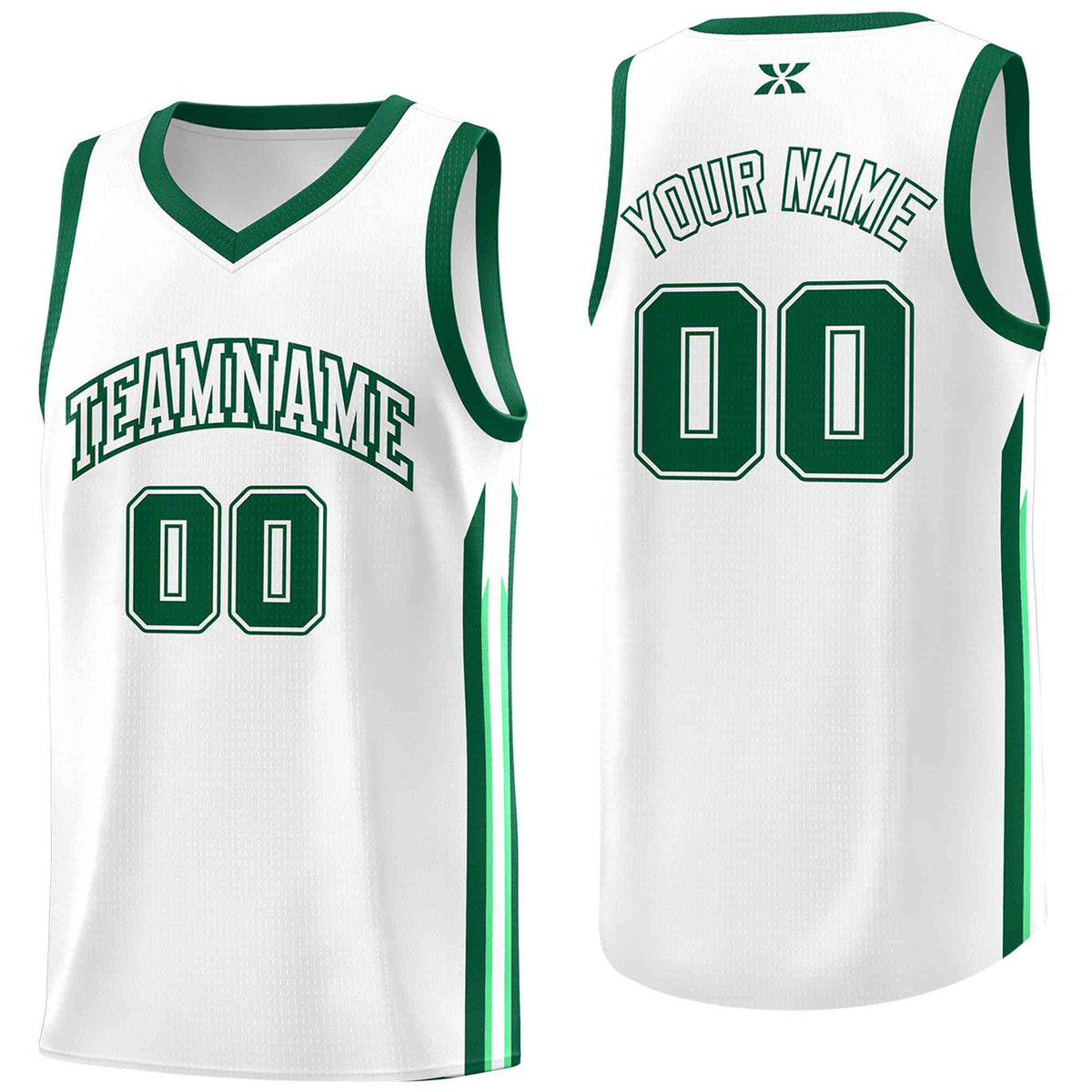 Custom White Green-Classic Tops Mesh Sport Basketball Jersey