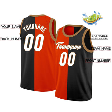 Custom Red Black-White Split Fashion Tops Basketball Jersey