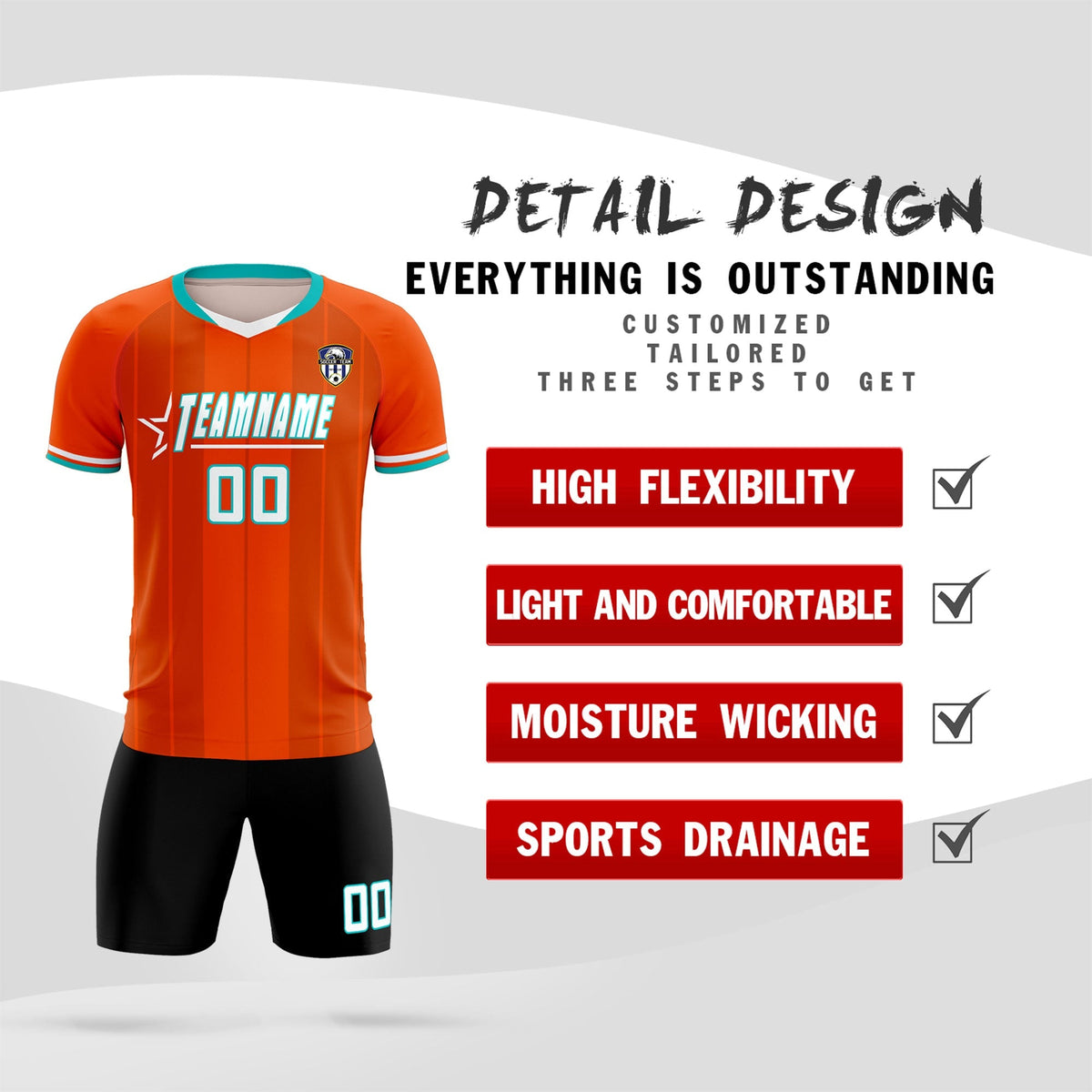 Custom Orange Classic Striped Personalized Football Kit Jersey