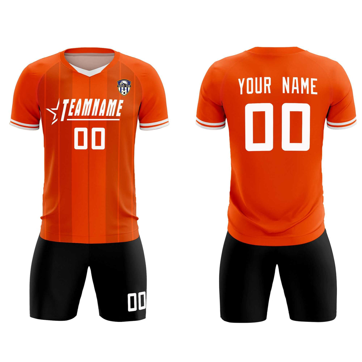 Custom Orange Classic Striped Personalized Football Kit Jersey