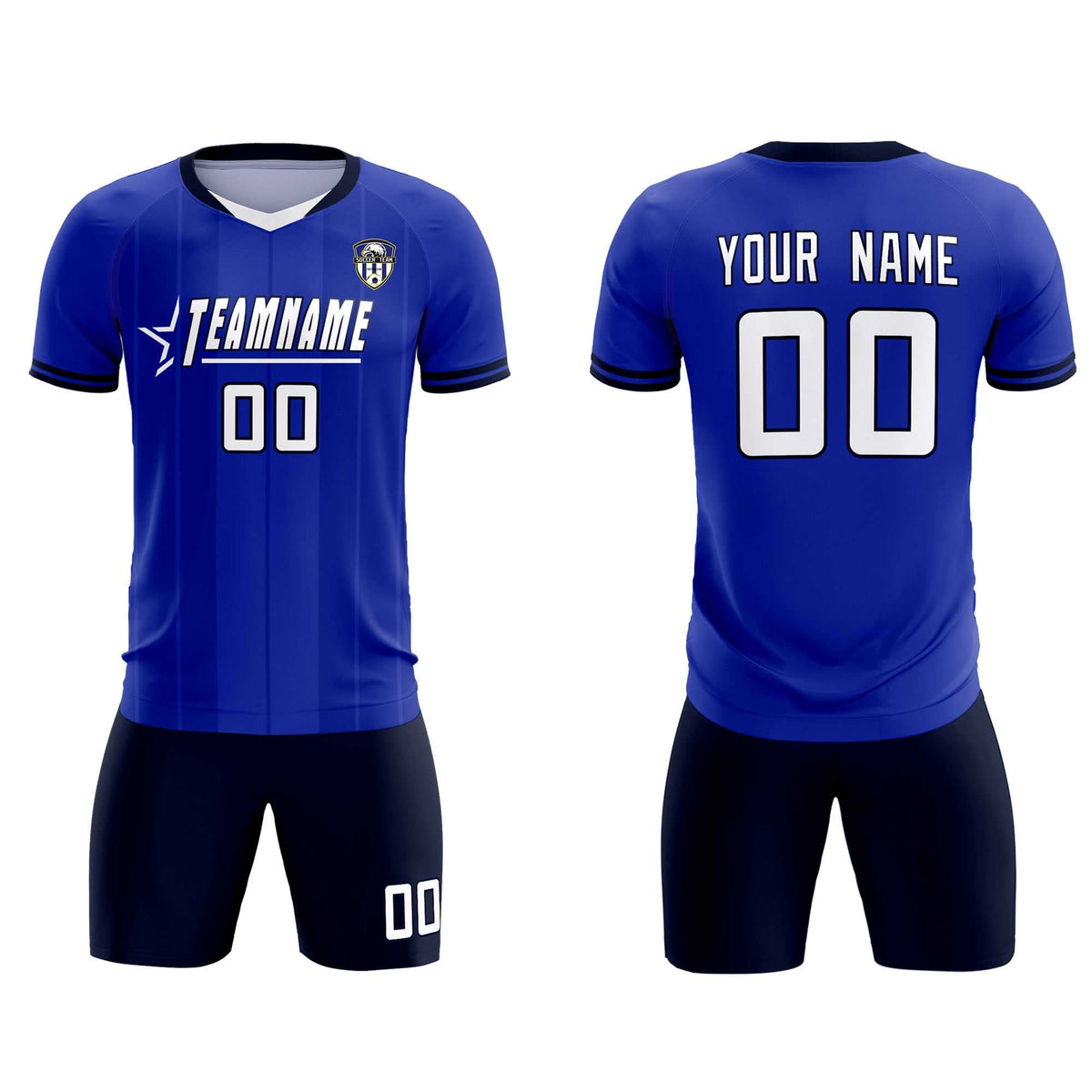 Custom Royal Classic Striped Personalized Soccer Tops/Sets Jersey