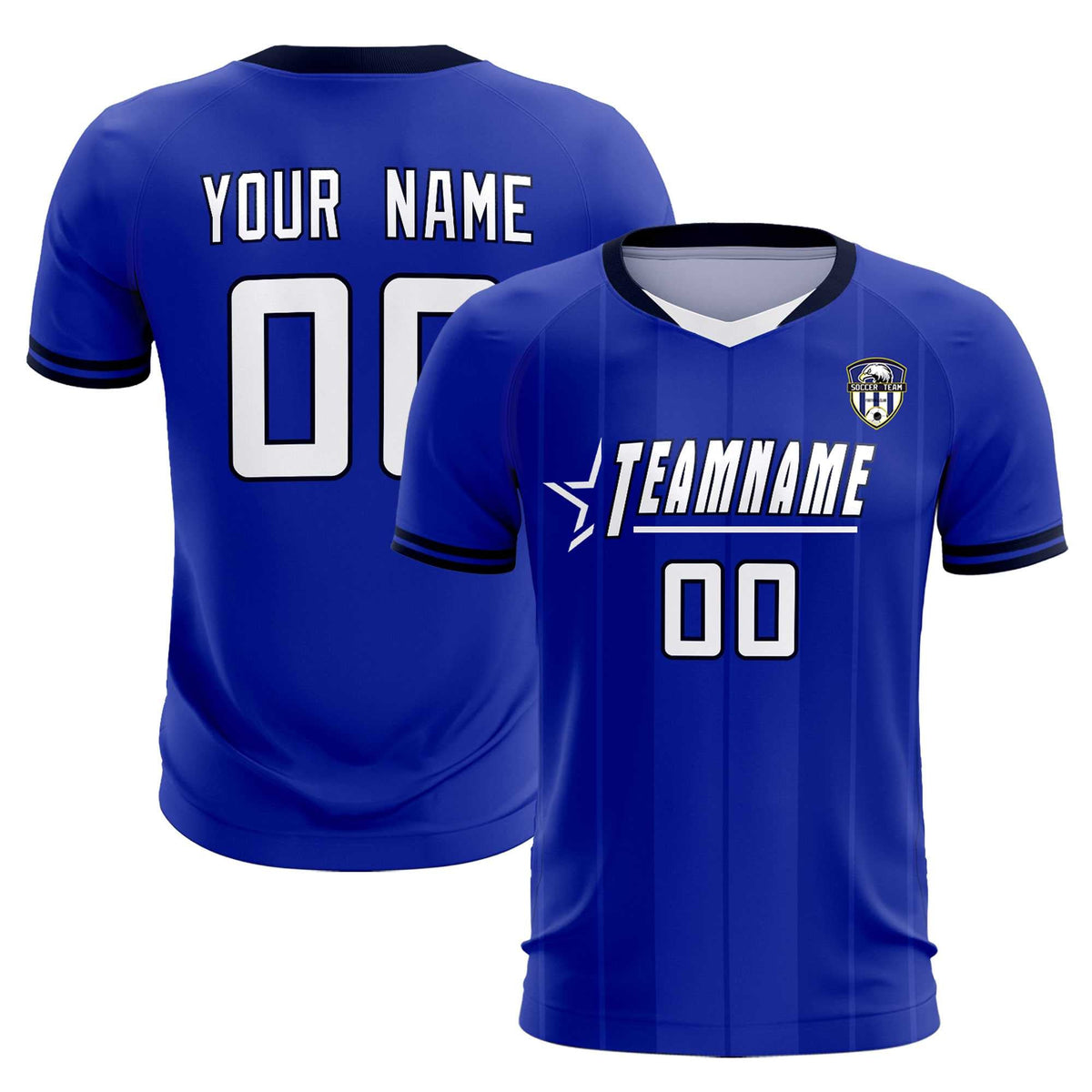 Custom Royal Classic Striped Personalized Soccer Tops/Sets Jersey