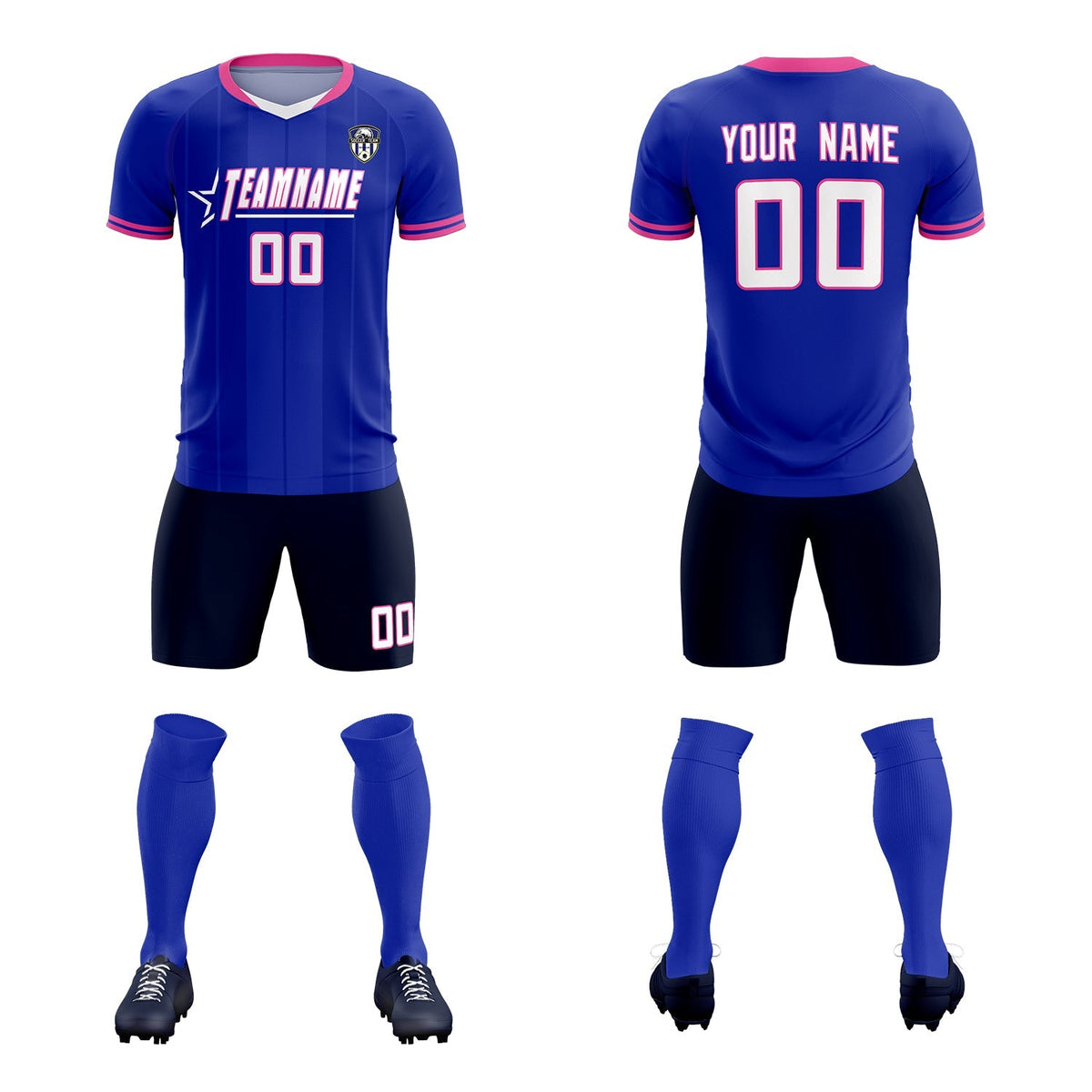 Custom Royal Classic Striped Personalized Soccer Tops/Sets Jersey