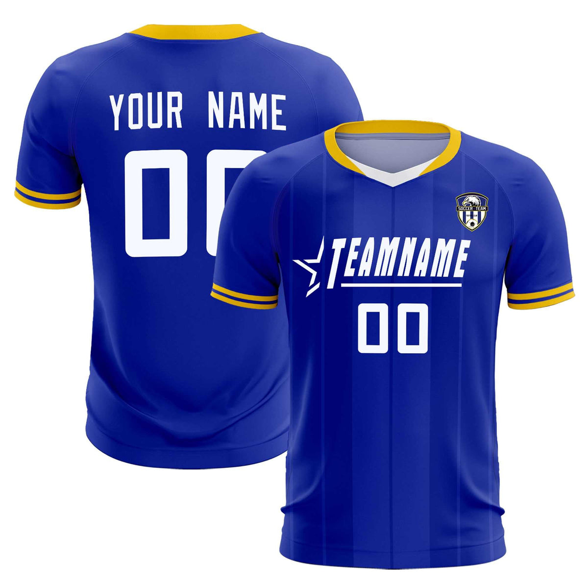 Custom Royal Classic Striped Personalized Soccer Tops/Sets Jersey