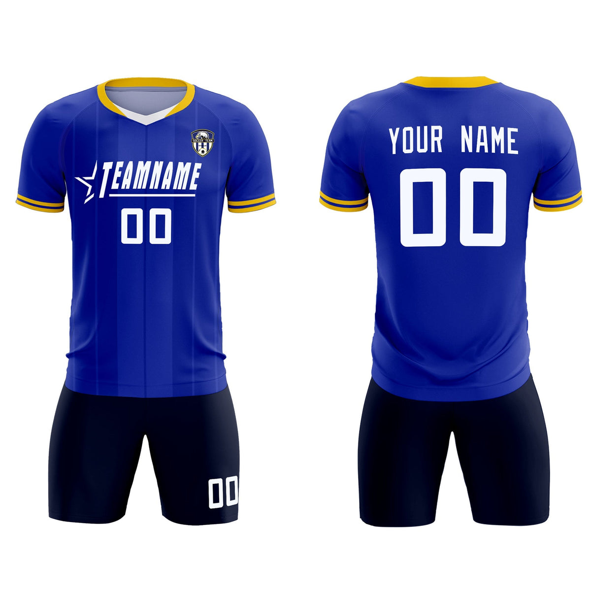 Custom Royal Classic Striped Personalized Soccer Tops/Sets Jersey