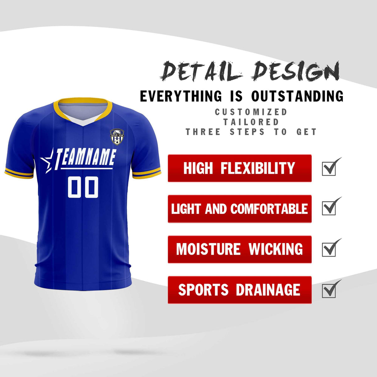 Custom Royal Classic Striped Personalized Soccer Tops/Sets Jersey
