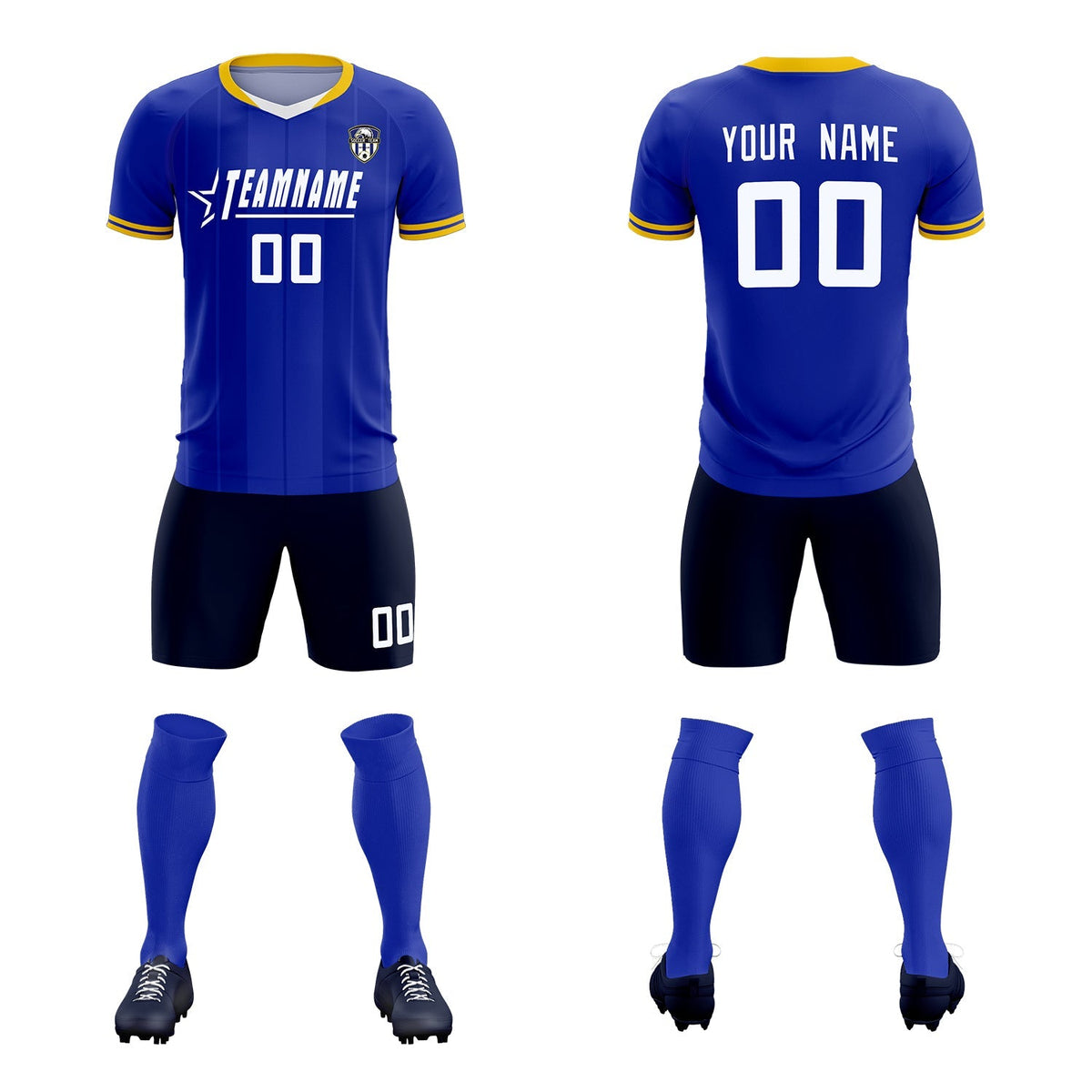 Custom Royal Classic Striped Personalized Soccer Tops/Sets Jersey