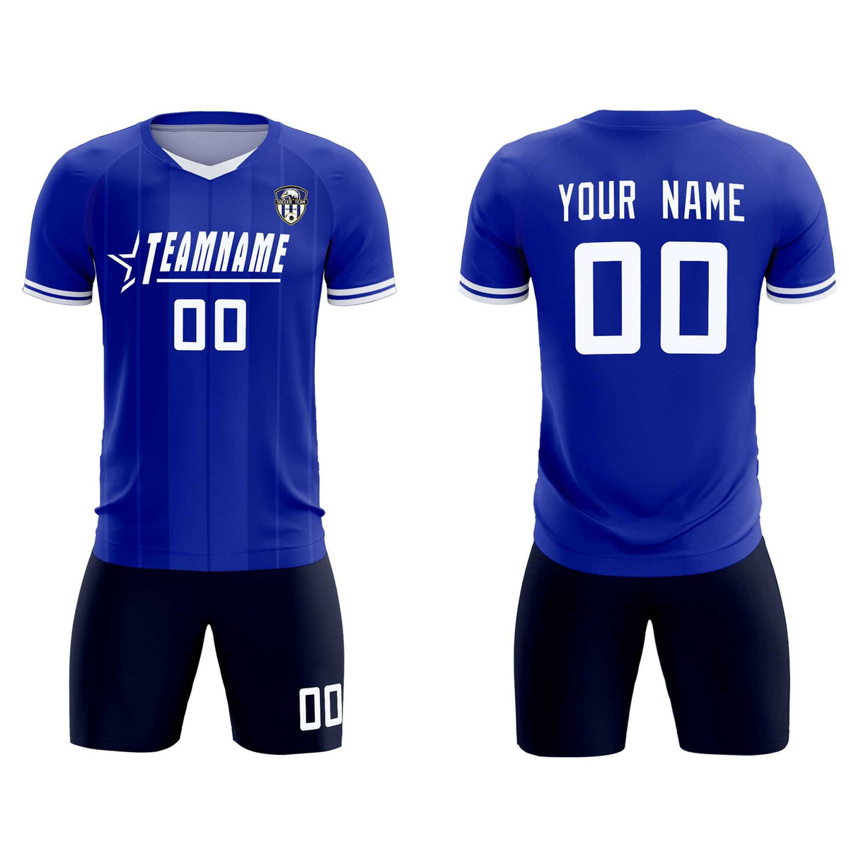 Custom Royal Classic Striped Personalized Soccer Tops/Sets Jersey