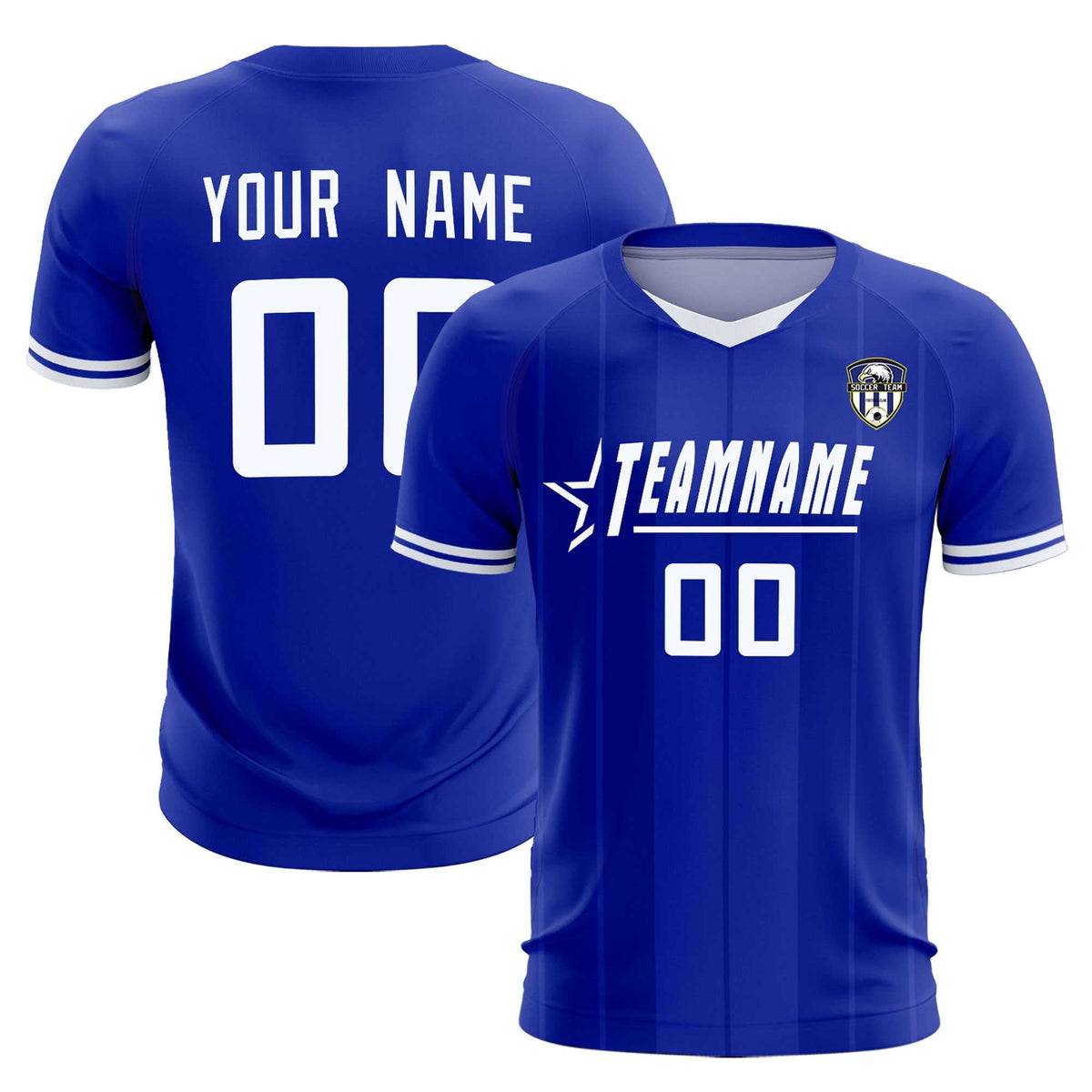 Custom Royal Classic Striped Personalized Soccer Tops/Sets Jersey