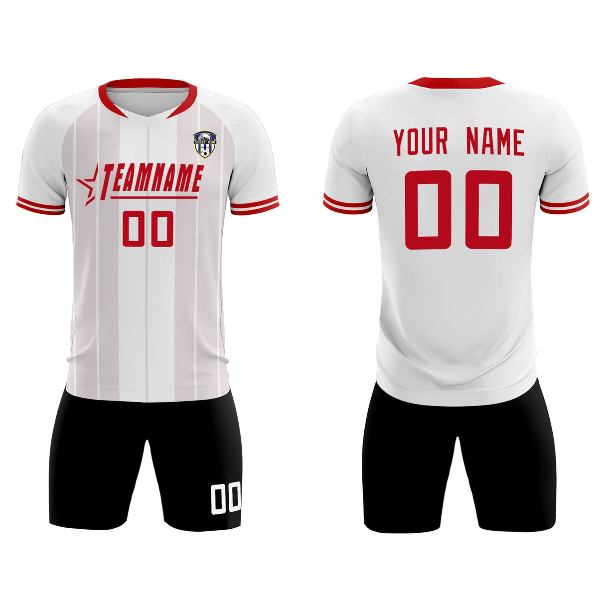 Custom White Classic Striped Personalized Soccer Tops/Sets Jersey