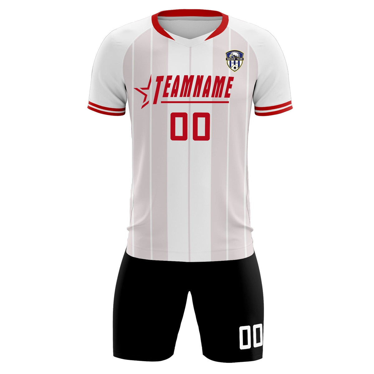 Custom White Classic Striped Personalized Soccer Tops/Sets Jersey