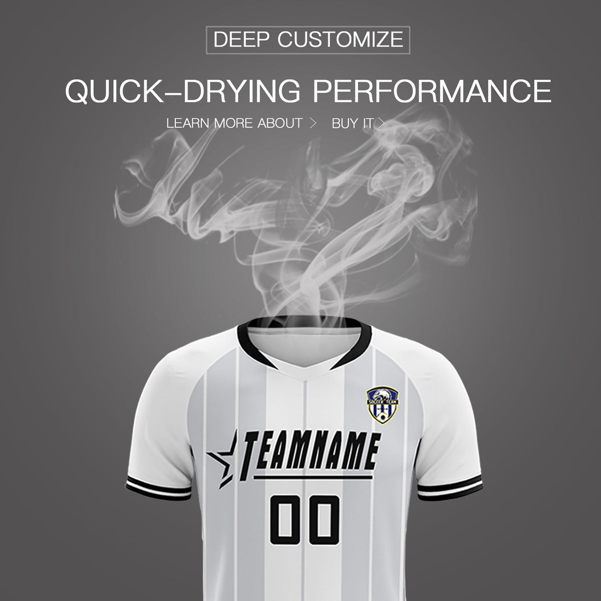 Custom White Classic Striped Personalized Soccer Tops/Sets Jersey