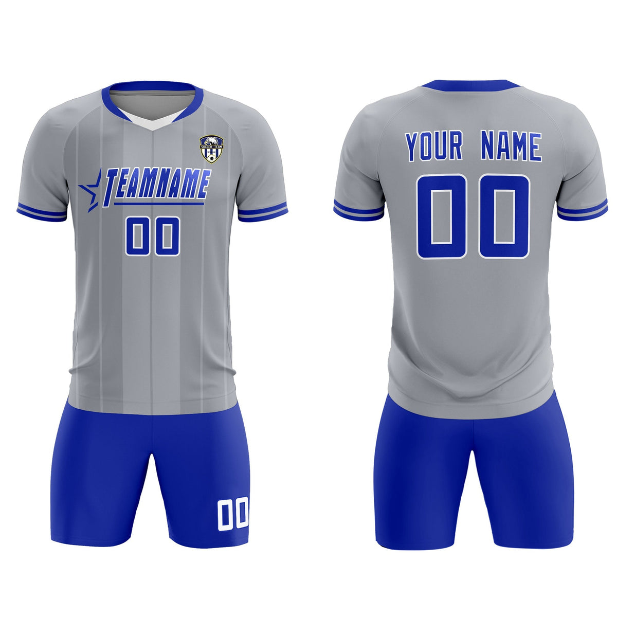 Custom Gray Classic Striped Personalized Football Kit Jersey