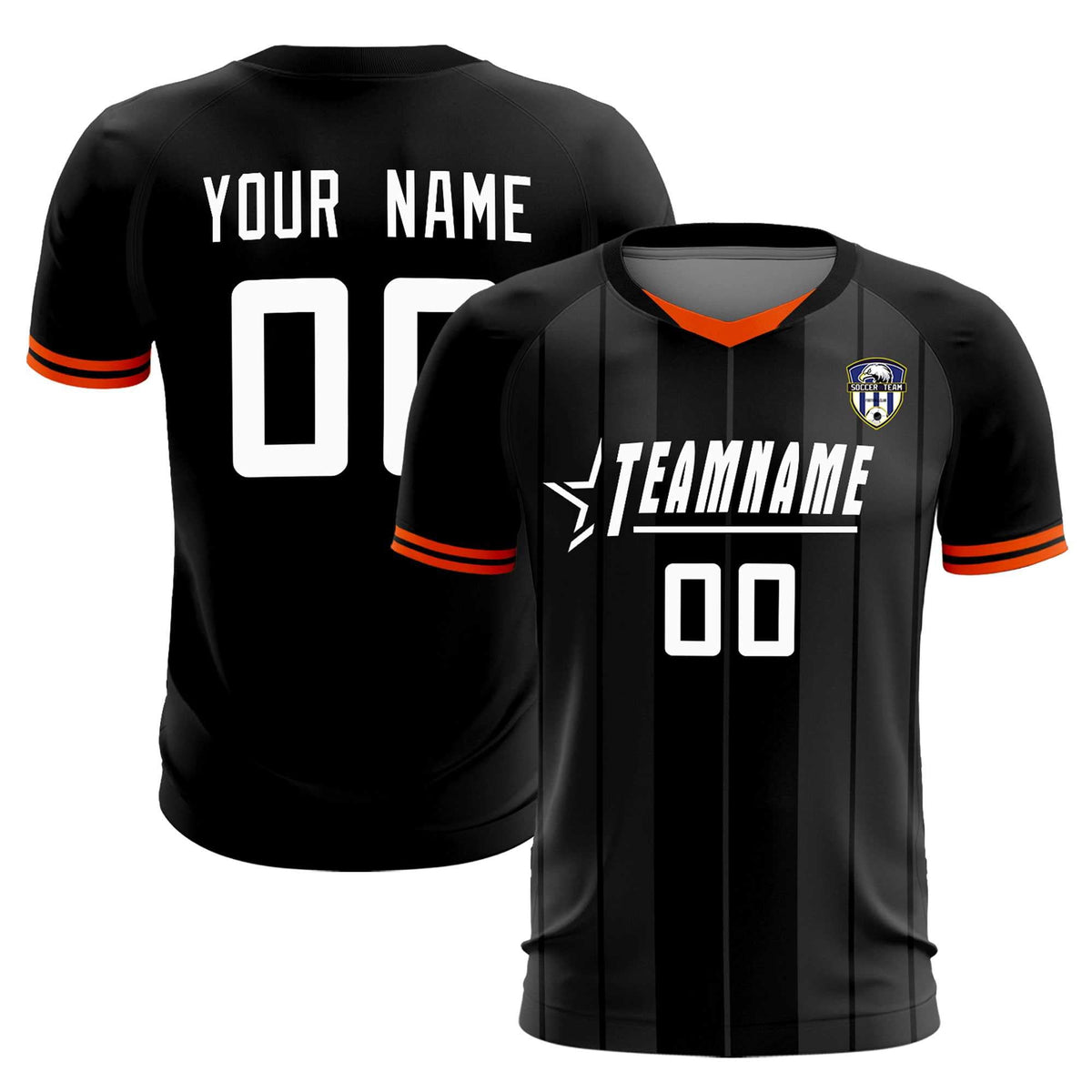 Custom Black Classic Striped Personalized Football Kit Jersey
