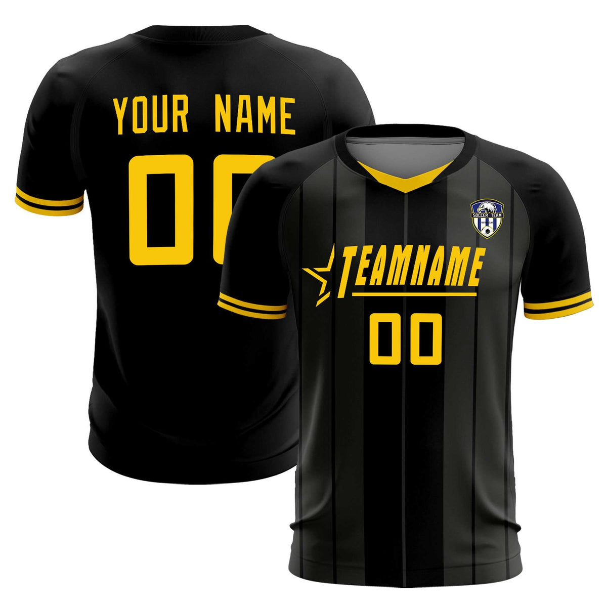 Custom Black Classic Striped Personalized Football Kit Jersey