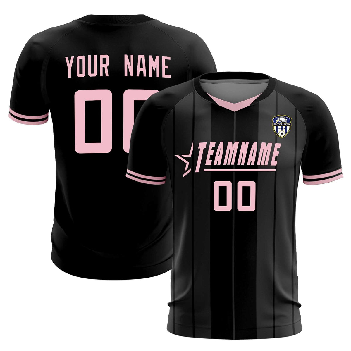 Custom Black Classic Striped Personalized Football Kit Jersey