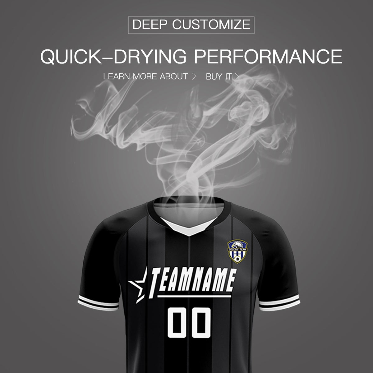 Custom Black Classic Striped Personalized Soccer Tops/Sets Jersey