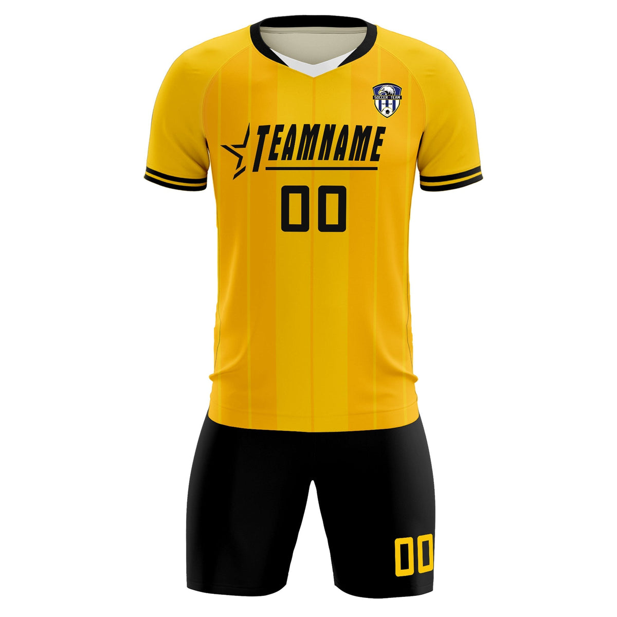 Custom Gold Classic Striped Personalized Soccer Tops/Sets Jersey