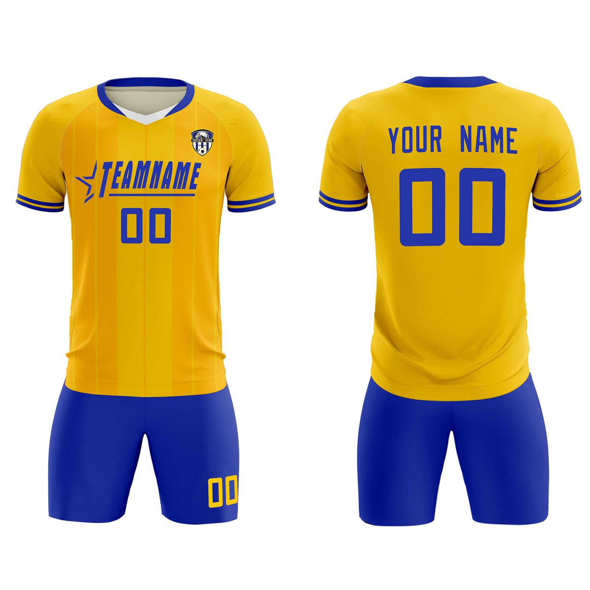 Custom Gold Classic Striped Personalized Soccer Tops/Sets Jersey