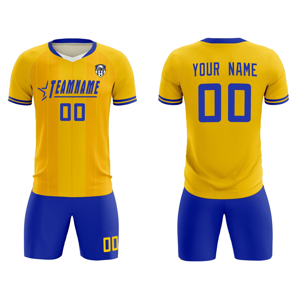 Custom Gold Classic Striped Personalized Football Kit Jersey