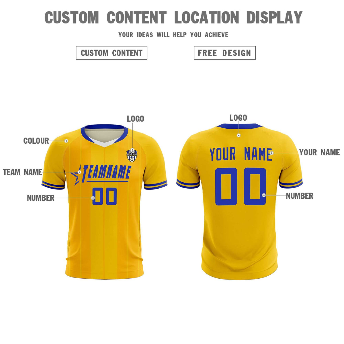 Custom Gold Classic Striped Personalized Football Kit Jersey