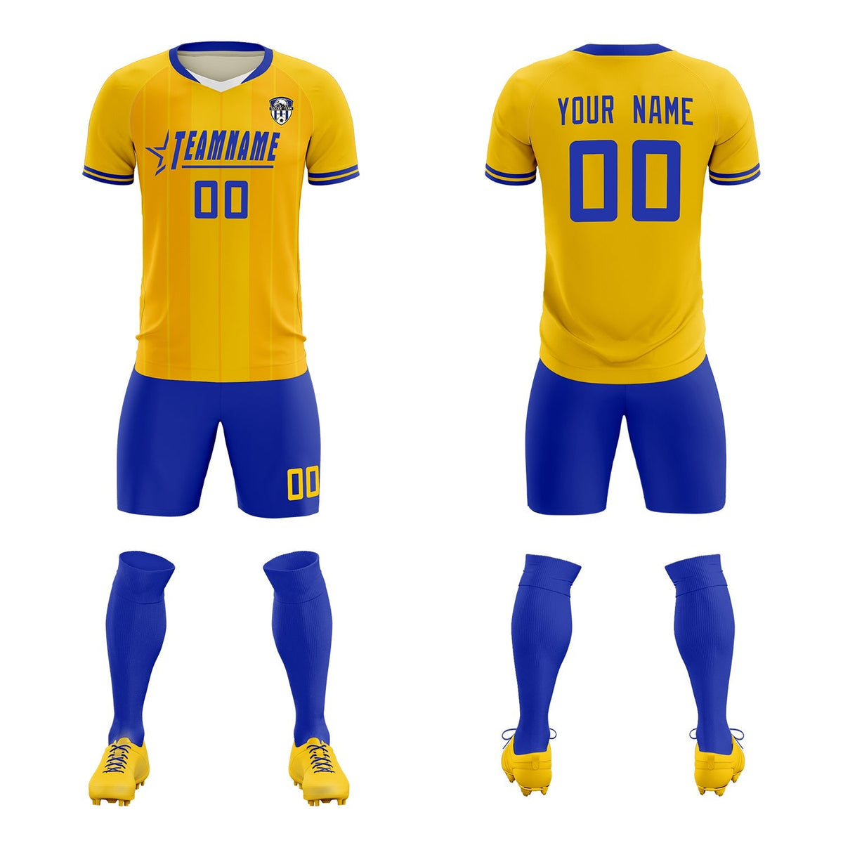 Custom Gold Classic Striped Personalized Soccer Tops/Sets Jersey