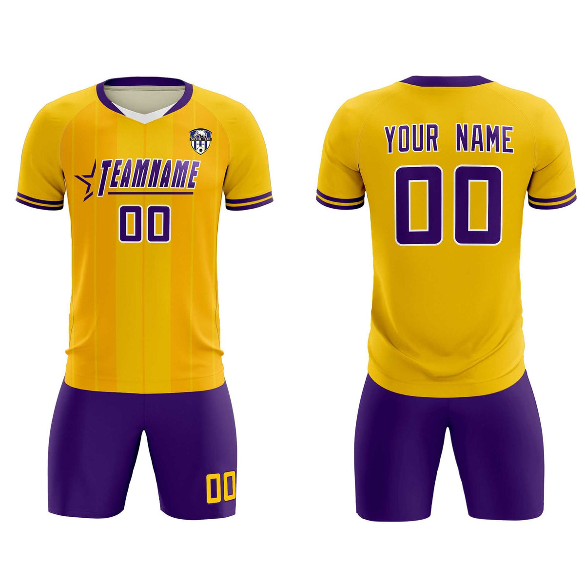 Custom Gold Classic Striped Personalized Football Kit Jersey