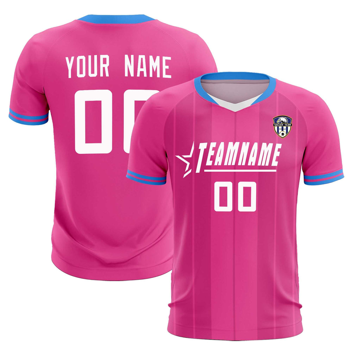 Custom Pink Classic Striped Personalized Soccer Tops/Sets Jersey