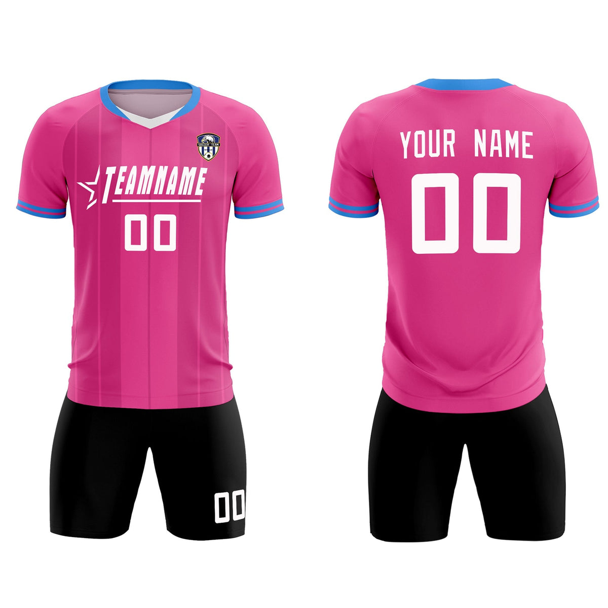 Custom Pink Classic Striped Personalized Football Kit Jersey