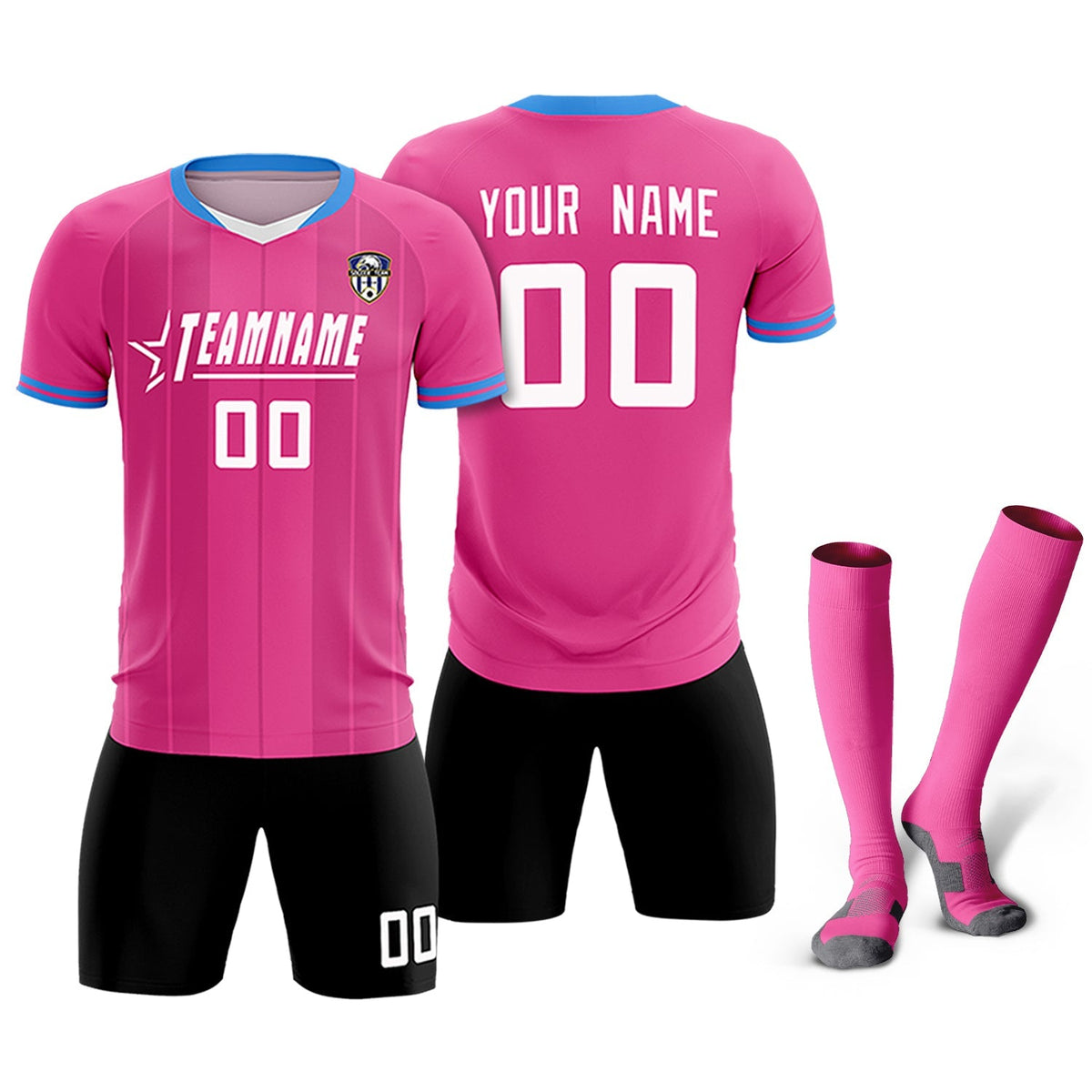 Custom Pink Classic Striped Personalized Football Kit Jersey