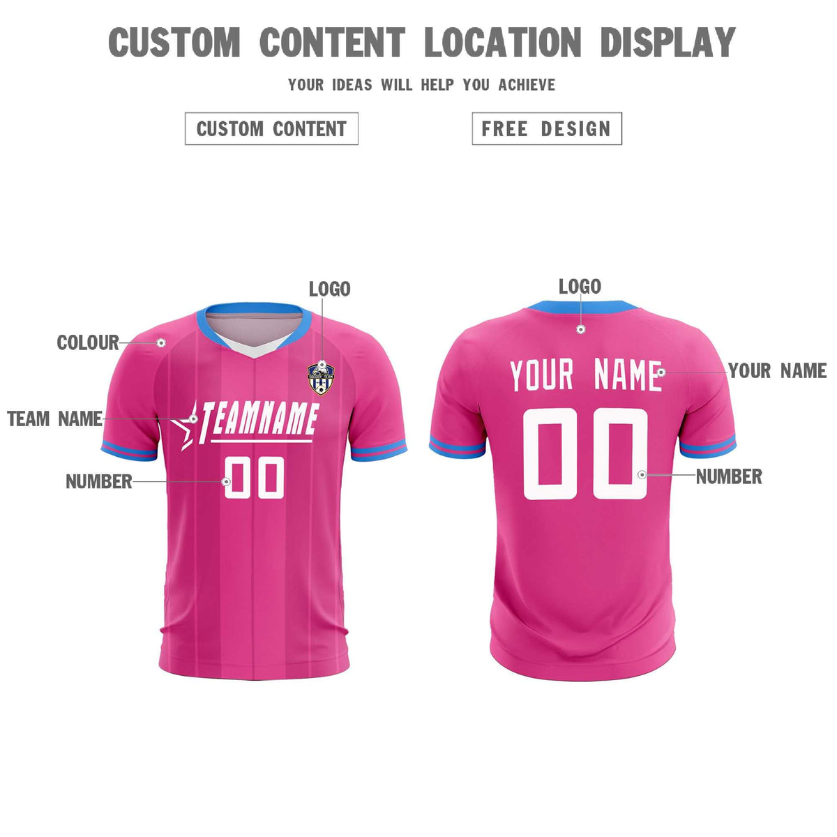 Custom Pink Classic Striped Personalized Football Kit Jersey