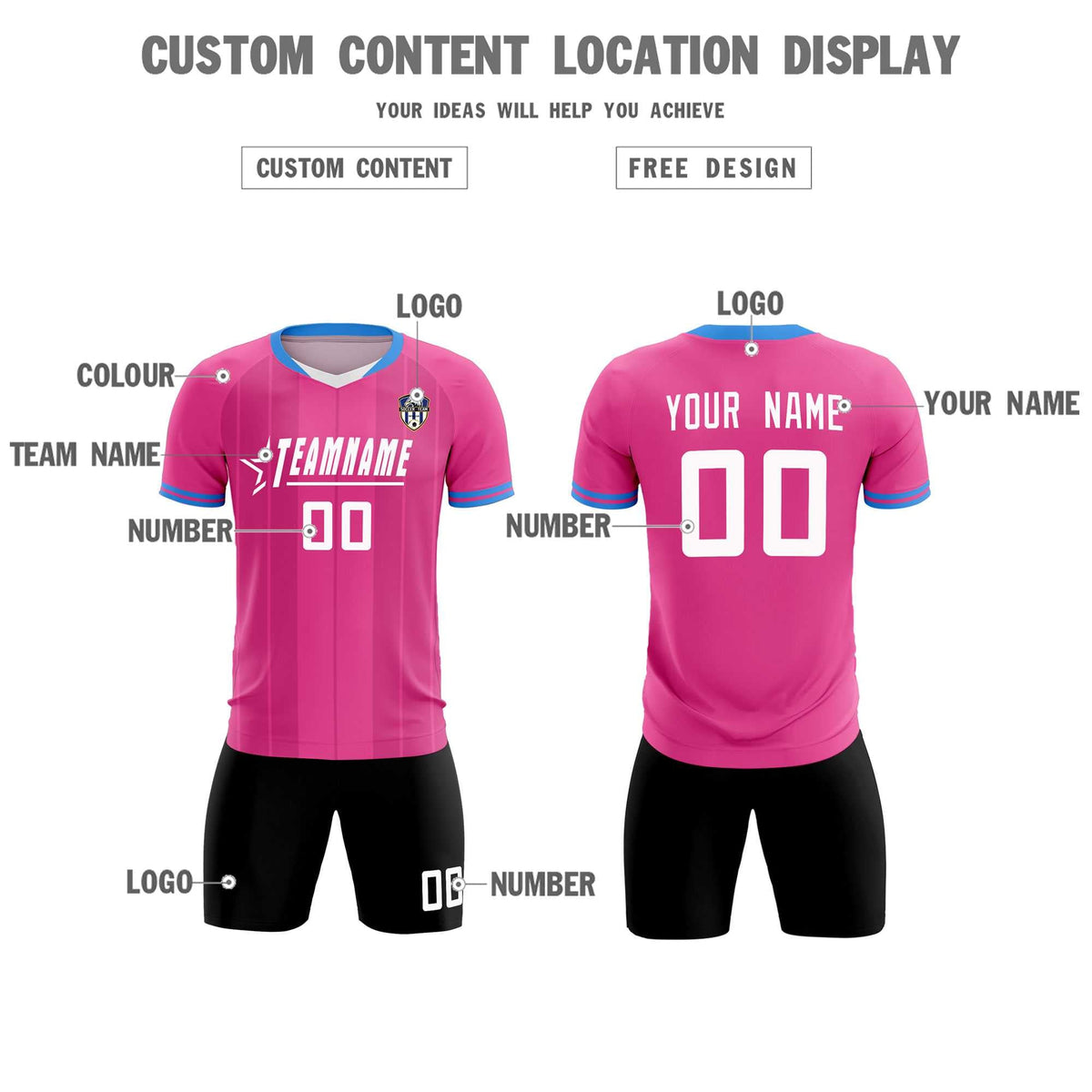 Custom Pink Classic Striped Personalized Soccer Tops/Sets Jersey