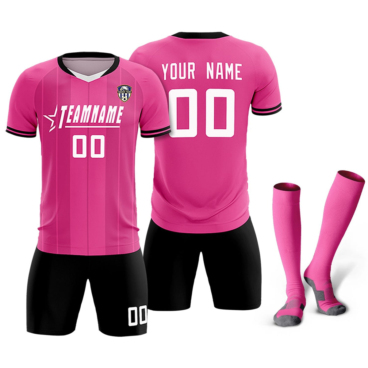 Custom Pink Classic Striped Personalized Football Kit Jersey